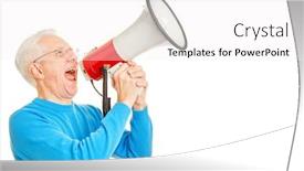  Presentation with communication - Amazing slide deck having senior-calls-out-loud backdrop and a white colored foreground