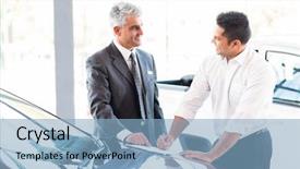  Presentation with yard sale online - Beautiful slide set featuring senior car salesman just made backdrop and a light blue colored foreground