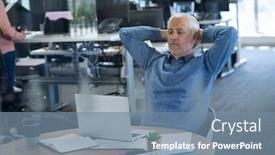  Presentation with social distancing - Slide deck with senior-caucasian-businessman background and a seafoam green colored foreground