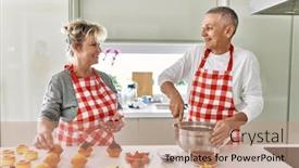  Presentation with senior couple - Presentation design featuring senior-caucasian-couple-smiling-happy background and a  colored foreground