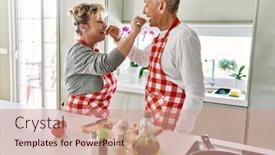  Presentation with senior couple - Presentation theme with senior-caucasian-couple-smiling-happy background and a coral colored foreground