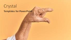  Presentation with yellow - Slide set consisting of senior-caucasian-hand-over-yellow background and a yellow colored foreground