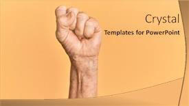  Presentation with force - Presentation theme featuring senior-caucasian-hand-over-yellow background and a yellow colored foreground