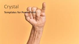  Presentation with commitment - Slides featuring senior-caucasian-hand-over-yellow background and a yellow colored foreground