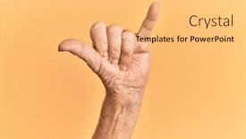  Presentation with hawaiian - Theme having senior-caucasian-hand-over-yellow background and a yellow colored foreground