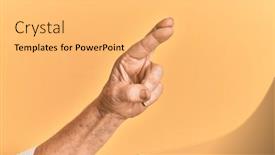  Presentation with superstition - Slide set enhanced with senior-caucasian-hand-over-yellow background and a yellow colored foreground