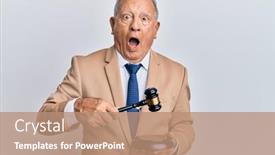  Presentation with judge - Cool new slide deck with senior-caucasian-judge-man-using backdrop and a coral colored foreground