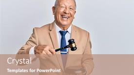  Presentation with judge - Beautiful slide deck featuring senior-caucasian-judge-man-using backdrop and a coral colored foreground