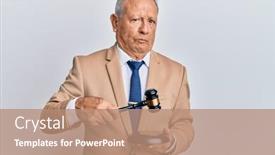  Presentation with judge - Theme featuring senior-caucasian-judge-man-using background and a coral colored foreground