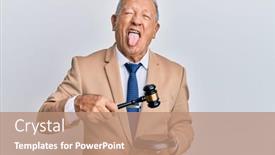  Presentation with judge - PPT layouts consisting of senior-caucasian-judge-man-using background and a coral colored foreground