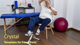  Presentation with physiotherapy - Presentation theme consisting of senior-caucasian-man-at-physiotherapy background and a tawny brown colored foreground