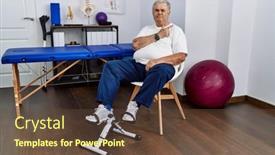  Presentation with physiotherapy - PPT layouts consisting of senior-caucasian-man-at-physiotherapy background and a tawny brown colored foreground