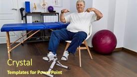  Presentation with paediatric physiotherapy - Theme featuring senior-caucasian-man-at-physiotherapy background and a tawny brown colored foreground