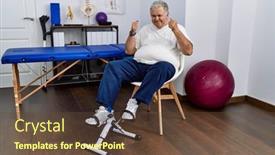  Presentation with physiotherapy - Slide deck consisting of senior-caucasian-man-at-physiotherapy background and a tawny brown colored foreground