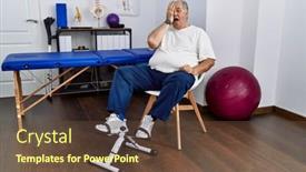  Presentation with dermatofunctional physiotherapy - Slide set enhanced with senior-caucasian-man-at-physiotherapy background and a tawny brown colored foreground