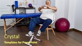  Presentation with love heart - Presentation consisting of senior-caucasian-man-at-physiotherapy background and a tawny brown colored foreground