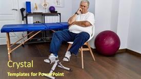  Presentation with physiotherapy - Presentation design featuring senior-caucasian-man-at-physiotherapy background and a tawny brown colored foreground