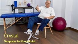  Presentation with physiotherapy - Presentation having senior-caucasian-man-at-physiotherapy background and a tawny brown colored foreground