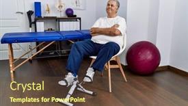  Presentation with physiotherapy - Presentation design consisting of senior-caucasian-man-at-physiotherapy background and a tawny brown colored foreground