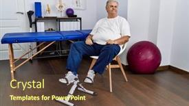  Presentation with physiotherapy - Presentation theme featuring senior-caucasian-man-at-physiotherapy background and a tawny brown colored foreground