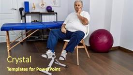  Presentation with physiotherapy - PPT theme with senior-caucasian-man-at-physiotherapy background and a tawny brown colored foreground