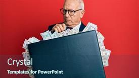  Presentation with negative - Slide set having senior-caucasian-man-holding-briefcase background and a ocean colored foreground