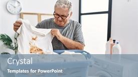  Presentation with crazy - Slide set with senior-caucasian-man-holding-dirty background and a seafoam green colored foreground