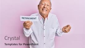  Presentation with retirement - Slide set featuring senior-caucasian-man-holding-retirement background and a lemonade colored foreground