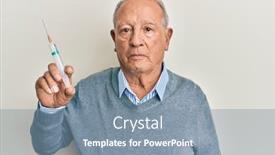  Presentation with syringe - Cool new presentation theme with senior-caucasian-man-holding-syringe backdrop and a seafoam green colored foreground