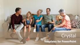  Presentation with family talking - Beautiful slides featuring senior-caucasian-man-sitting backdrop and a coral colored foreground