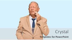  Presentation with illness - Slide deck enhanced with senior-caucasian-man-wearing-business background and a coral colored foreground