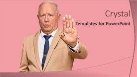  Presentation with sing - PPT theme consisting of senior-caucasian-man-wearing-business background and a coral colored foreground