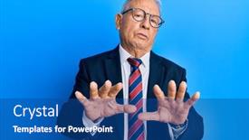  Presentation with moving business - Cool new slide set with senior-caucasian-man-wearing-business backdrop and a ocean colored foreground