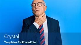  Presentation with sore throat - Presentation design enhanced with senior-caucasian-man-wearing-business background and a ocean colored foreground