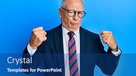  Presentation with senior fitness - Audience pleasing presentation design consisting of senior-caucasian-man-wearing-business backdrop and a ocean colored foreground