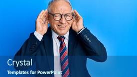  Presentation with hearing - Cool new slide set with senior-caucasian-man-wearing-business backdrop and a ocean colored foreground