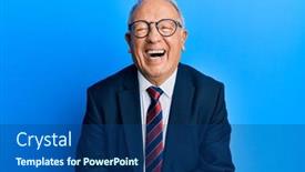  Presentation with man in suit and tie - Slide deck consisting of senior-caucasian-man-wearing-business background and a ocean colored foreground