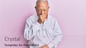  Presentation with senior care - Beautiful PPT theme featuring senior-caucasian-man-wearing-casual backdrop and a lemonade colored foreground