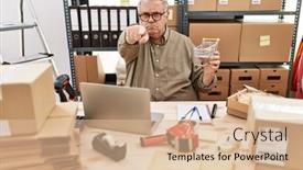  Presentation with working - Theme consisting of senior-caucasian-man-working background and a lemonade colored foreground