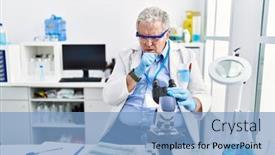  Presentation with senior care - PPT layouts consisting of senior-caucasian-man-working background and a light blue colored foreground