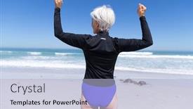  Presentation with flexing - Cool new PPT layouts with senior-caucasian-woman-enjoying-time backdrop and a light blue colored foreground