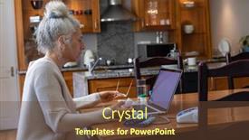  Presentation with medical video - PPT theme consisting of senior-caucasian-woman-having-video background and a tawny brown colored foreground