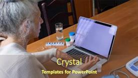  Presentation with medical video - Colorful slide deck enhanced with senior-caucasian-woman-having-video backdrop and a tawny brown colored foreground