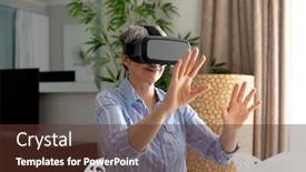  Presentation with social isolation - Beautiful presentation design featuring senior-caucasian-woman-spending-time backdrop and a tawny brown colored foreground