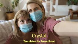  Presentation with social distancing - Beautiful slide deck featuring senior-caucasian-woman-spending-time backdrop and a tawny brown colored foreground