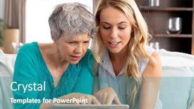  Presentation with green condominium - Beautiful presentation theme featuring senior-caucasian-woman-wearing backdrop and a teal colored foreground