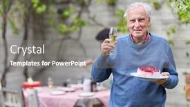  Presentation with sparkling wine - Slide deck featuring senior-celebrates-his-birthday background and a gray colored foreground