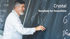  Presentation with chalk board - Amazing PPT layouts having senior chemistry professor writing backdrop and a dark gray colored foreground