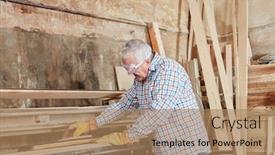  Presentation with senior citizen - Audience pleasing slide deck consisting of senior citizen as craftsman working with band grinder backdrop and a coral colored foreground