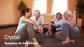  Presentation with group fitness - PPT layouts consisting of senior citizen center - fitness group having small talk background and a tawny brown colored foreground
